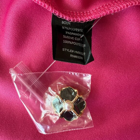 NWT Antthony Collections Cape Jacket Hot Pink Ruched Sleeve Button Closure 3X - Picture 5 of 7